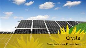 Presentation with solar energy - Slide deck with solar energy panels against sunny background and a gold colored foreground
