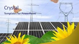  Presentation with energy solar - Cool new presentation with power plant design - solar energy panels against sunny backdrop and a sky blue colored foreground