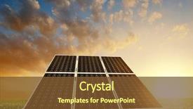  Presentation with energy solar - Slide deck enhanced with solar energy panels against sunset background and a tawny brown colored foreground