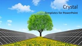  Presentation with solar tree - Cool new presentation design with solar energy panels and tree backdrop and a light blue colored foreground