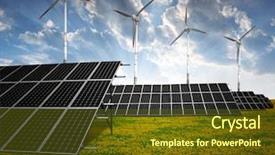  Presentation with solar wind energy - Presentation theme enhanced with solar energy panels and wind background and a tawny brown colored foreground