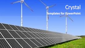  Presentation with solar wind energy - Presentation design consisting of solar energy panels and wind background and a cobalt blue colored foreground