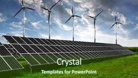  Presentation with wind solar - Amazing theme having solar energy panels and wind backdrop and a tawny brown colored foreground