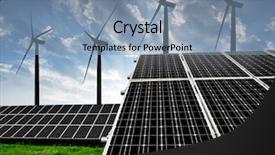  Presentation with solar wind energy - Presentation theme consisting of solar energy panels and wind background and a  colored foreground