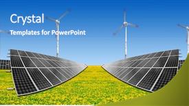  Presentation with solar wind energy - Audience pleasing slide deck consisting of solar energy panels and wind backdrop and a teal colored foreground