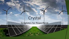  Presentation with solar wind energy - Amazing PPT layouts having solar energy panels and wind backdrop and a light blue colored foreground