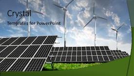  Presentation with wind solar - Beautiful PPT layouts featuring solar energy panels and wind backdrop and a seafoam green colored foreground