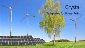  Presentation with solar wind energy - Colorful PPT layouts enhanced with solar energy panels and wind backdrop and a light blue colored foreground