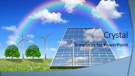  Presentation with solar wind energy - PPT theme enhanced with solar energy panels and wind background and a light blue colored foreground