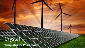  Presentation with solar wind energy - Beautiful theme featuring solar energy panels and wind backdrop and a tawny brown colored foreground