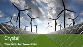  Presentation with solar wind energy - Slide set with solar energy panels and wind background and a tawny brown colored foreground