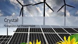  Presentation with solar wind energy - PPT theme consisting of solar energy panels and wind background and a light blue colored foreground
