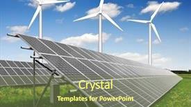  Presentation with solar wind energy - Cool new theme with solar energy panels and wind backdrop and a tawny brown colored foreground