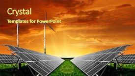  Presentation with wind solar - Theme featuring solar energy panels and wind background and a tawny brown colored foreground
