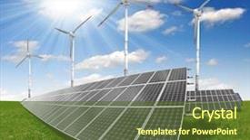  Presentation with turbine - Slide deck consisting of solar energy panels and wind background and a tawny brown colored foreground