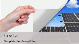  Presentation with green energy - Audience pleasing PPT layouts consisting of solar energy panels green energy backdrop and a light gray colored foreground