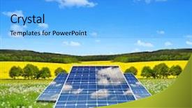  Presentation with energy solar - Beautiful slide deck featuring solar energy panels in spring landscape backdrop and a light blue colored foreground