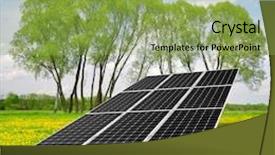  Presentation with energy solar - Beautiful slide set featuring solar energy panels on dandelion backdrop and a yellow colored foreground