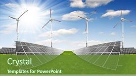  Presentation with wind solar - PPT layouts with solar energy panels with wind background and a tawny brown colored foreground