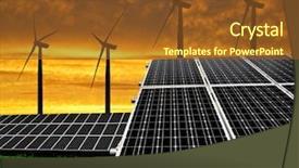  Presentation with solar wind energy - Theme enhanced with solar energy panels with wind background and a tawny brown colored foreground