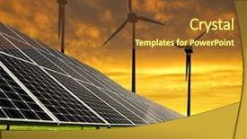  Presentation with solar wind energy - Slide set having solar energy panels with wind background and a tawny brown colored foreground