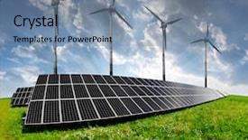  Presentation with solar wind energy - Beautiful PPT layouts featuring solar energy panels with wind backdrop and a  colored foreground