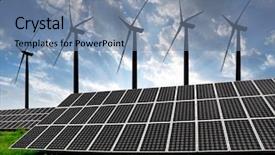  Presentation with solar wind energy - Theme having solar energy panels with wind background and a seafoam green colored foreground