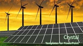  Presentation with solar wind energy - Beautiful presentation theme featuring solar energy panels with wind backdrop and a tawny brown colored foreground