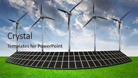  Presentation with solar wind energy - Slide deck with solar energy panels with wind background and a light blue colored foreground