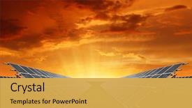  Presentation with sun energy - Presentation theme having solar energy panels background and a yellow colored foreground
