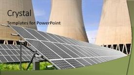  Presentation with nuclear energy - Cool new PPT layouts with solar energy panels backdrop and a coral colored foreground