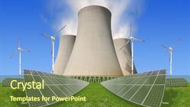  Presentation with nuclear energy - PPT theme consisting of solar energy panels background and a tawny brown colored foreground