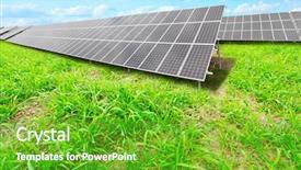  Presentation with green energy - Presentation theme with solar energy panels background and a shamrock green colored foreground