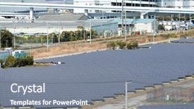  Presentation with solar power plant - Beautiful presentation theme featuring solar energy plant backdrop and a gray colored foreground
