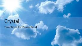  Presentation with sun blue sky and ocean - Colorful presentation theme enhanced with solar energy white background - sultry sun at blue summer backdrop and a  colored foreground