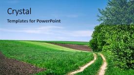  Presentation with green morning - Beautiful PPT layouts featuring solar farm - beatiful morning green field backdrop and a  colored foreground