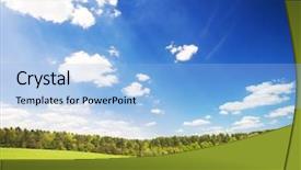  Presentation with green morning - Beautiful theme featuring solar farm - beatiful morning green field backdrop and a  colored foreground