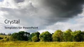  Presentation with trees - Beautiful presentation featuring solar farm - cloudy sky trees and field backdrop and a  colored foreground