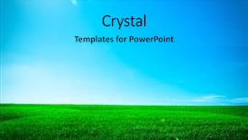  Presentation with blue green - Slide set consisting of solar farm - green grass under blue sky background and a light gray colored foreground