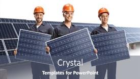  Presentation with solar farm - Slide deck having solar-farm-and-workers-posing background and a ocean colored foreground