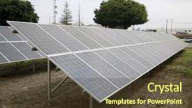  Presentation with solar energy grid - Audience pleasing theme consisting of solar farm self sustained energy backdrop and a tawny brown colored foreground