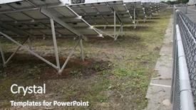  Presentation with solar energy grid - Theme enhanced with solar farm self sustained energy background and a tawny brown colored foreground