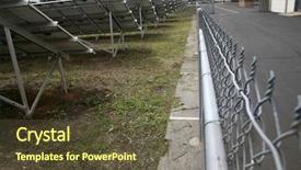  Presentation with solar energy grid - Amazing PPT layouts having solar farm self sustained energy backdrop and a tawny brown colored foreground