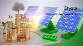  Presentation with solar panel - Cool new theme with solar panel against graphic background backdrop and a light blue colored foreground