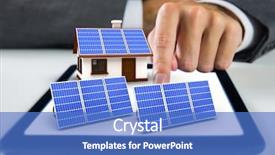  Presentation with solar - Amazing presentation theme having solar panel and house backdrop and a teal colored foreground