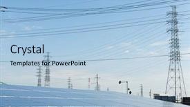  Presentation with solar power - PPT theme featuring solar panel and power tower background and a light blue colored foreground