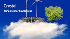  Presentation with wind solar - Slide deck having solar panel and wind turbine background and a royal blue colored foreground