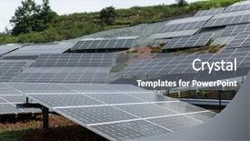  Presentation with solar panel - Presentation with solar panel at outdoor background and a gray colored foreground