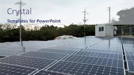  Presentation with solar panel - Slide set having solar panel at roof top background and a sky blue colored foreground