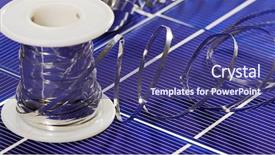  Presentation with solar cell - Amazing PPT theme having solar panel cell elements backdrop and a violet colored foreground